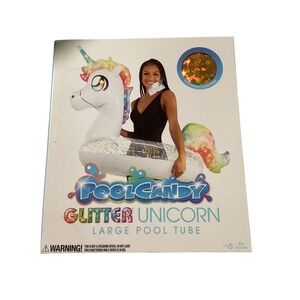 PoolCandy Glitter Unicorn Large‎ Pool Tube Inflatable Float 40 Inch Rainbow Gold
